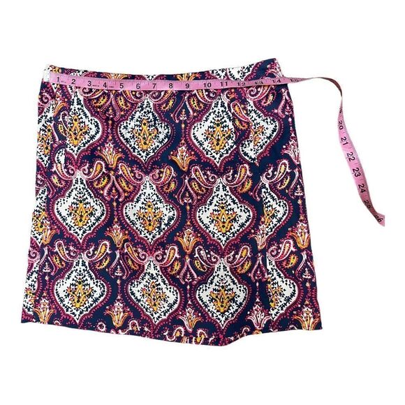 J. Crew Factory Blue Pink Bohemian Paisley Printed Stretch Mini Skirt Size 0 EUC - Picture 8 of 10